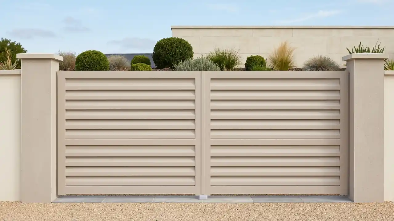 Portail deux battants clairevoie Brise vue Bredok Fermetures sur mesure en aluminium