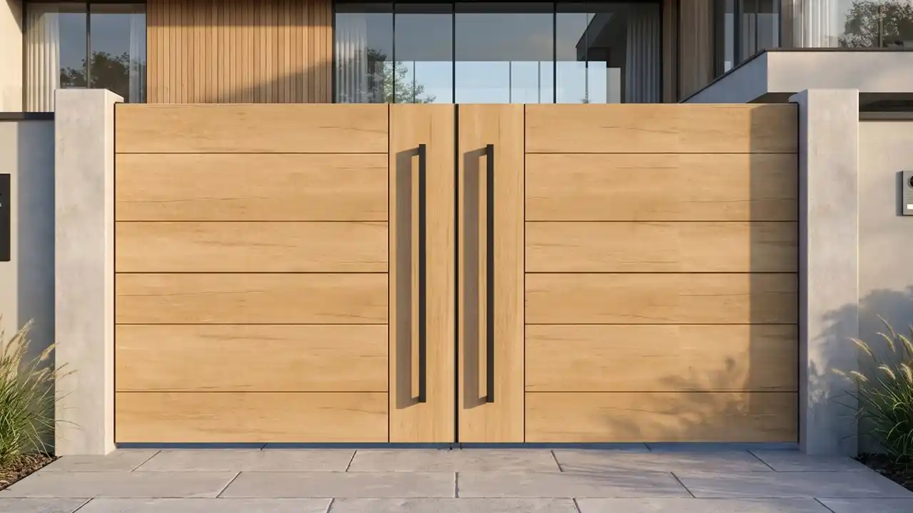Portail aluminium imitation bois WOODSTOCK par Bredok Fermetures