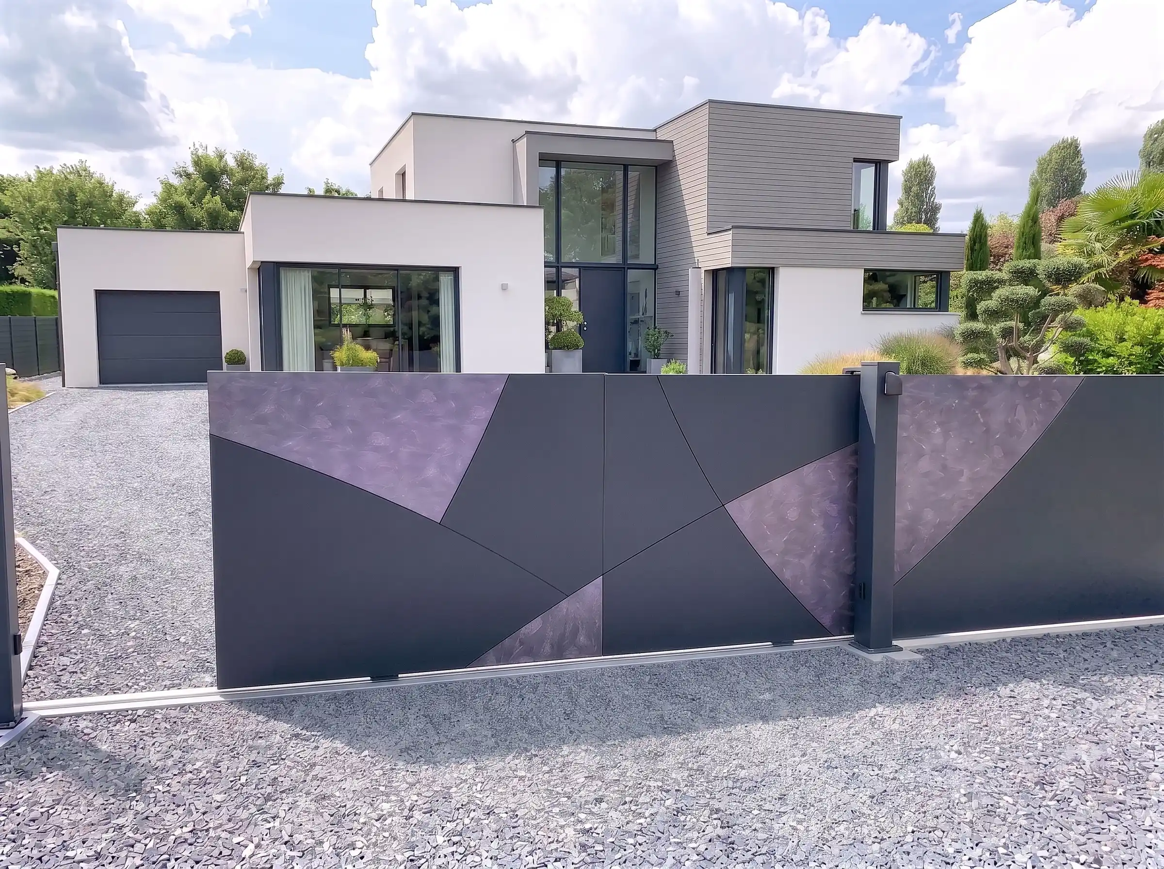Portail aluminium sur mesure coulissant Bredok SELECT PRISM et clôture