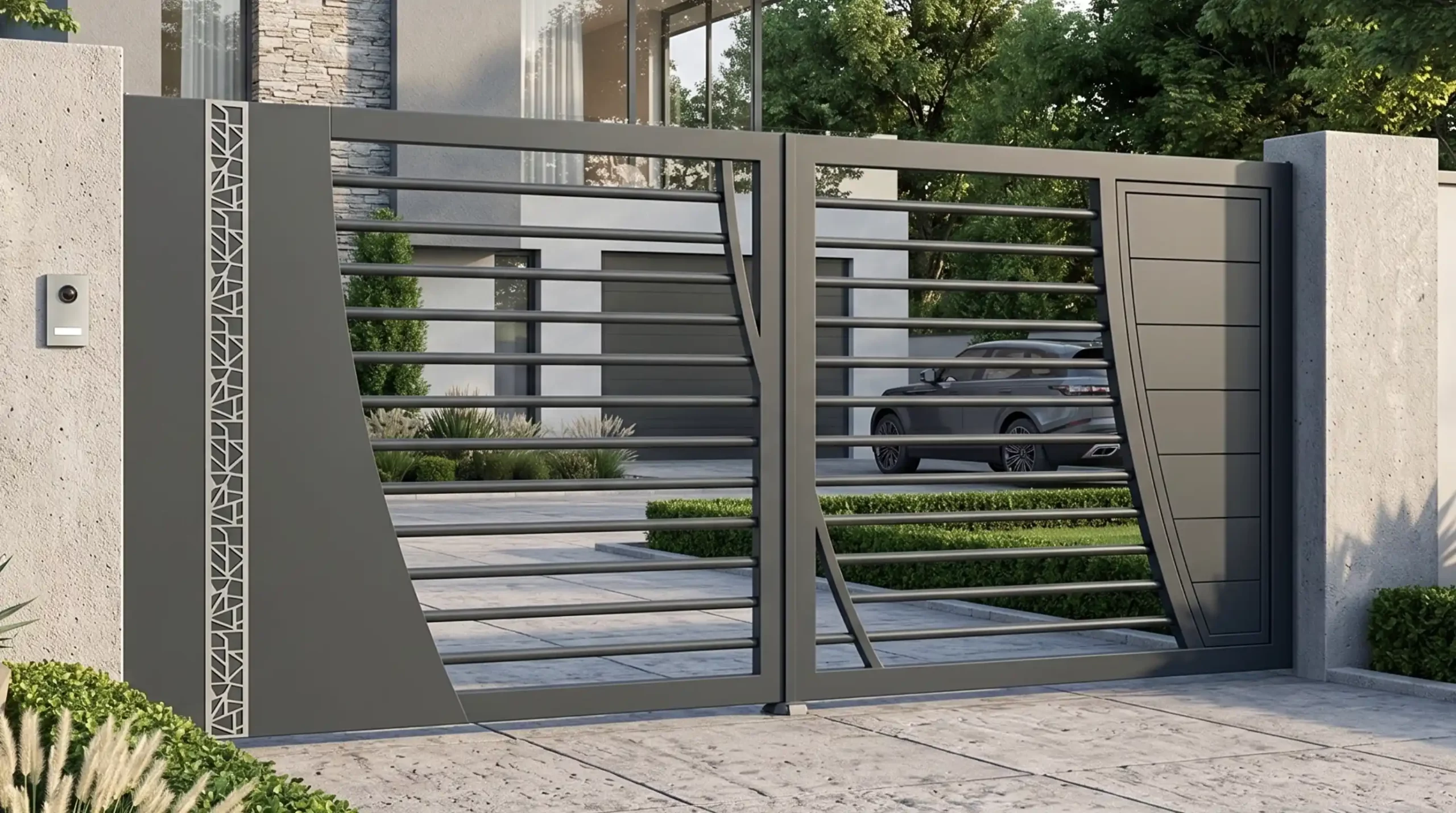 Portail deux battants en alu SELECT Hybride par Bredok Fermetures
