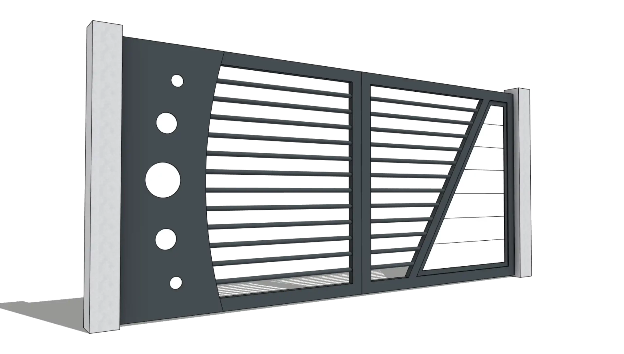 Portail alu Modèle SELECT HYBRIDE A et bicolor avec barreaux