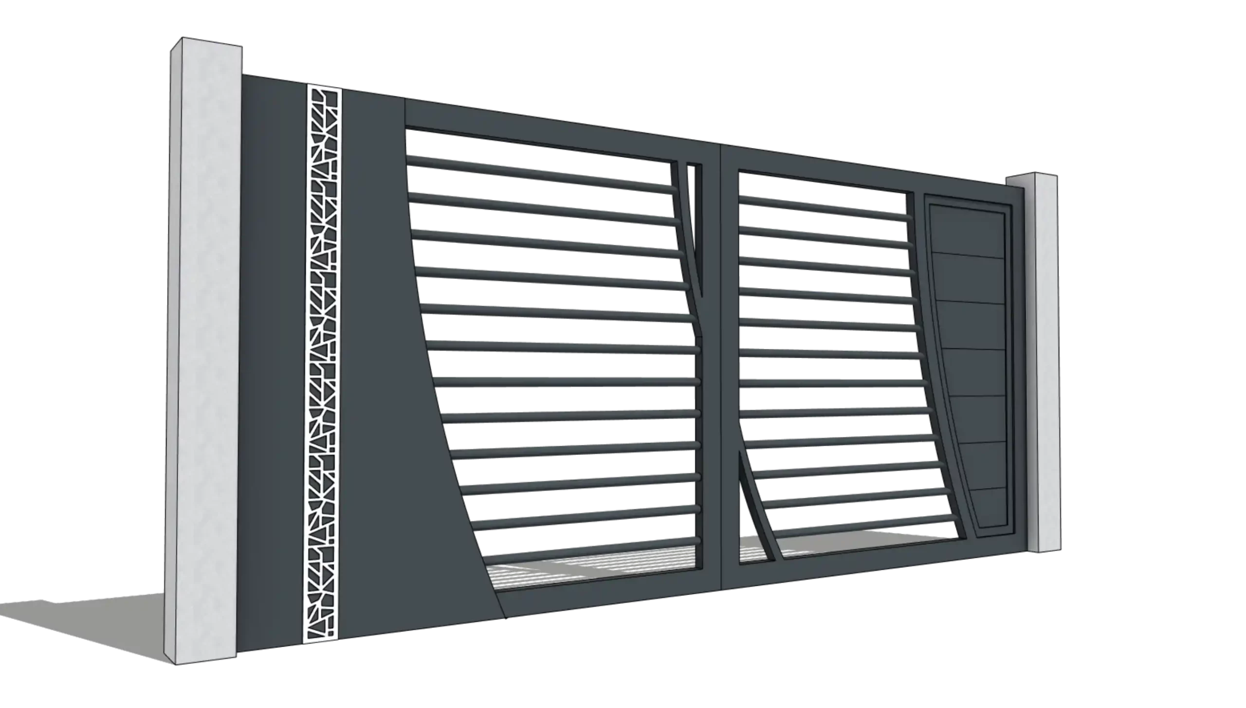 Portail alu Modèle SELECT HYBRIDE B avec frise avec barreaux