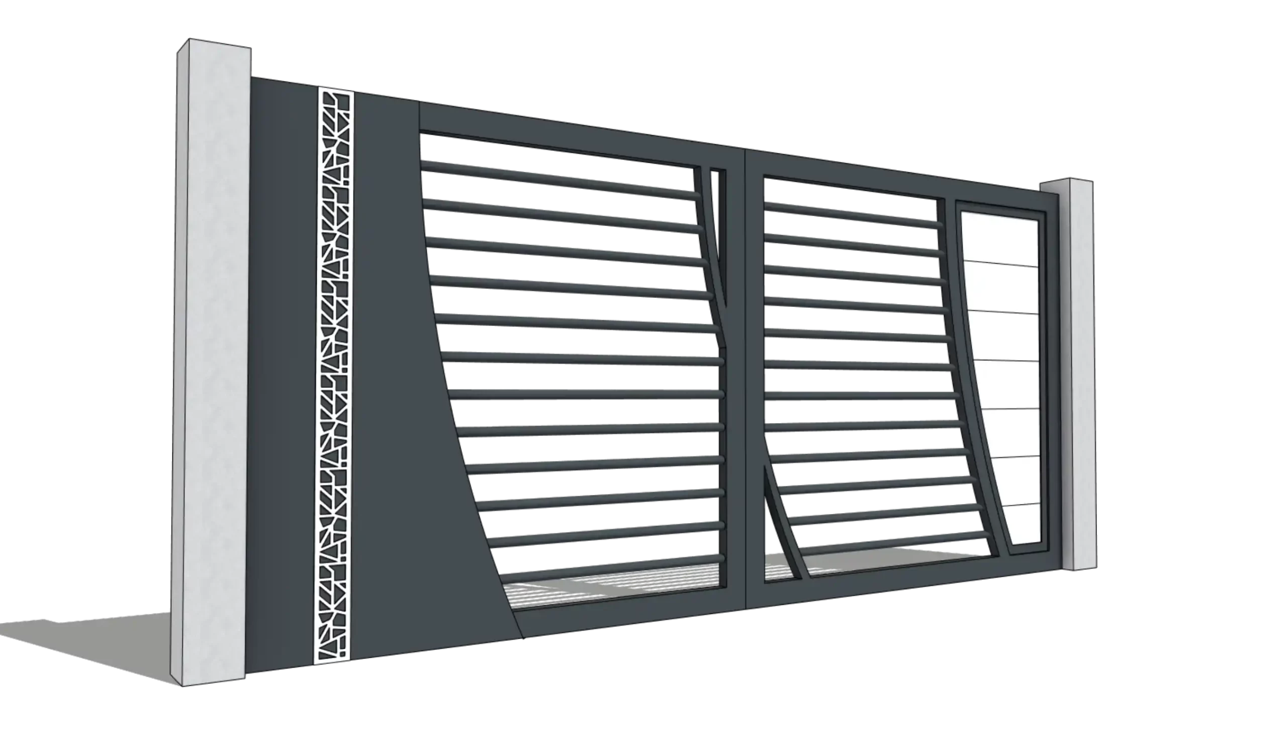 Portail alu Modèle SELECT HYBRIDE B bicolore avec frise avec barreaux